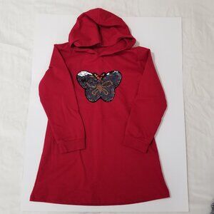 red sweater dress with a sequent butterfly little girl size 6 (G2)